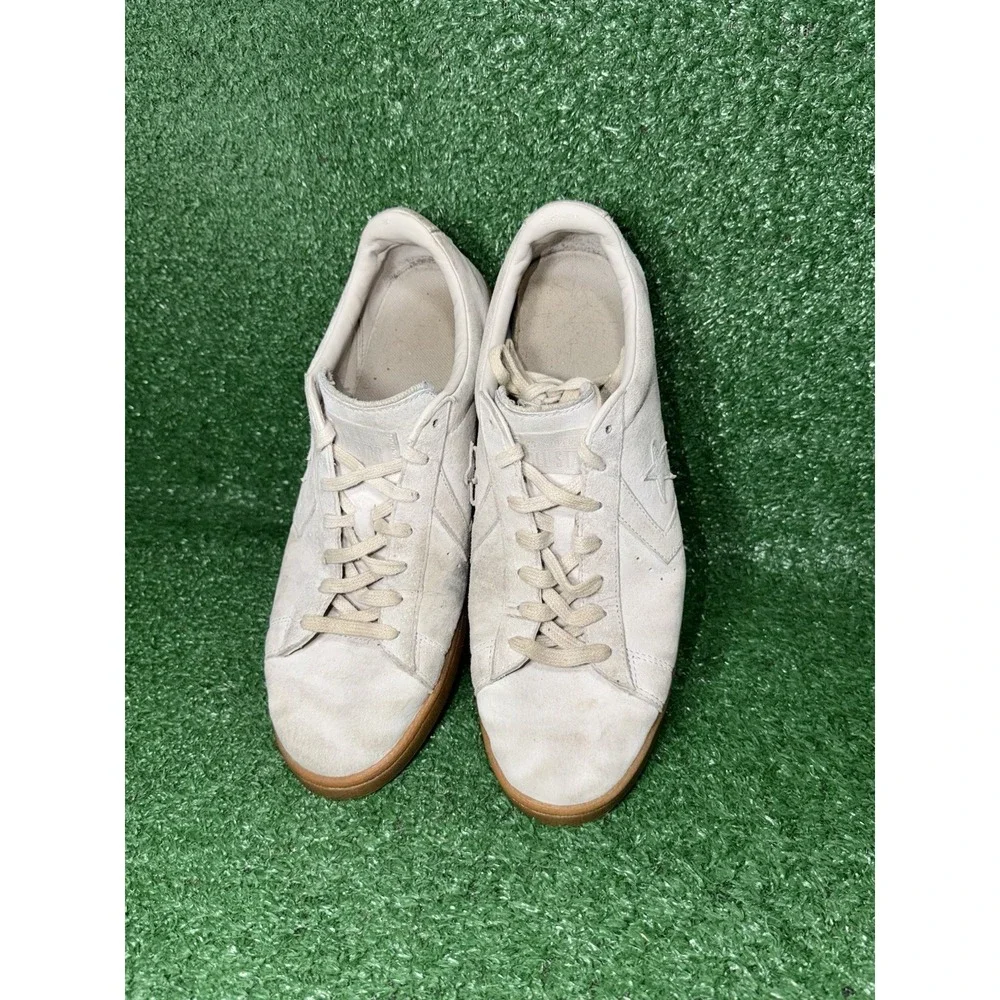 Converse Pro‎ Leather Shoes Mens Size 12 Beige Leather Low Top Comfort Sneakers